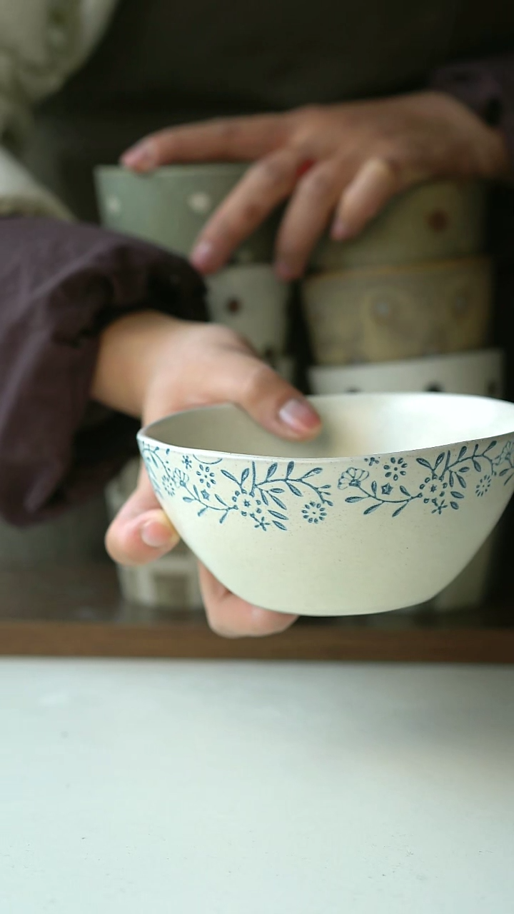 【闪购商品】陶瓷繁花米饭碗拍一发6@4-2@