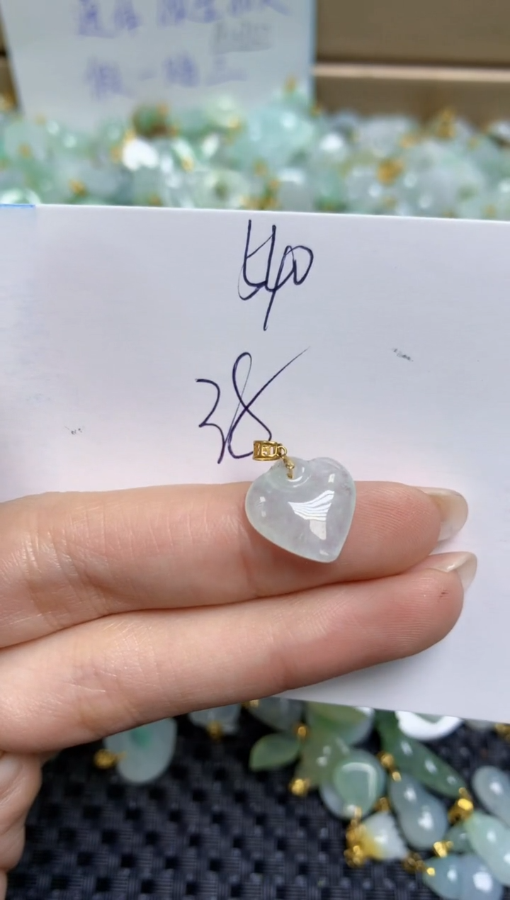 【闪购商品】翡翠颈饰18K金镶嵌天然缅甸A货翡翠