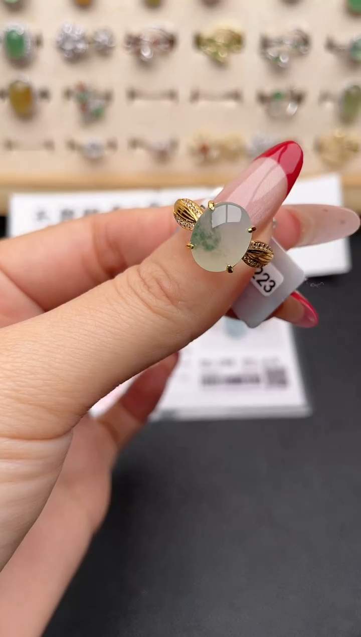 【闪购商品】翡翠戒指银S925镶嵌一物一证一礼盒