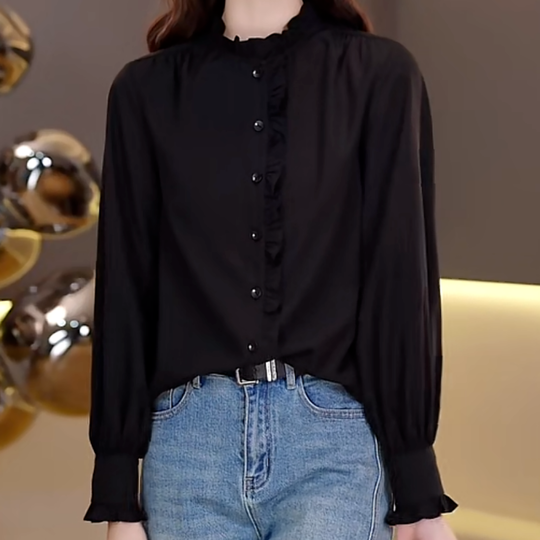 设计感气质花边领衬衫女2025春款时尚百搭T恤上衣洋气显瘦衬衣