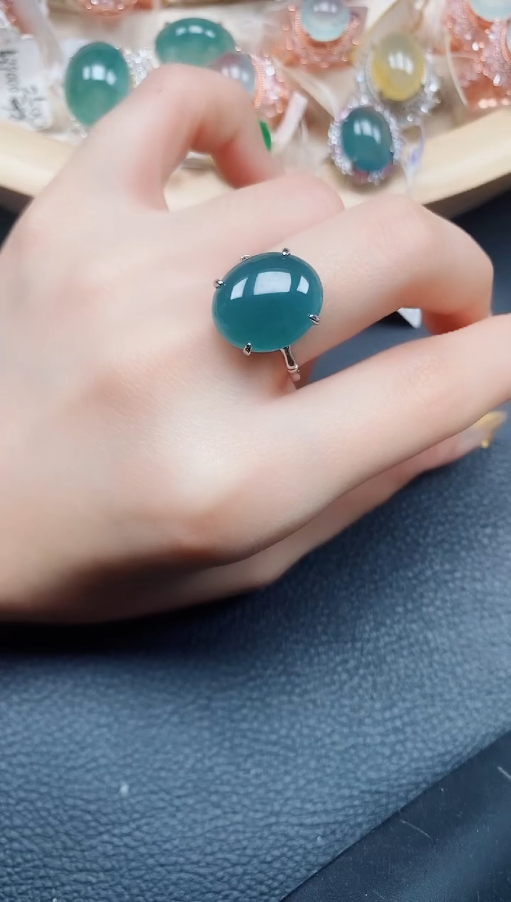 【闪购商品】翡翠戒指银S925镶嵌翡翠