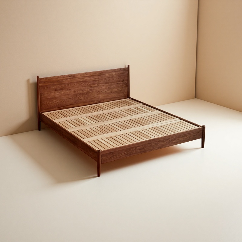 苏林鲁业北美黑胡桃木床双人实木床轻奢简约北欧小户型1无辅材床