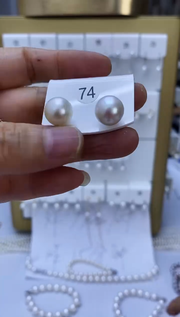 银S925镶嵌耳饰淡水珍珠74