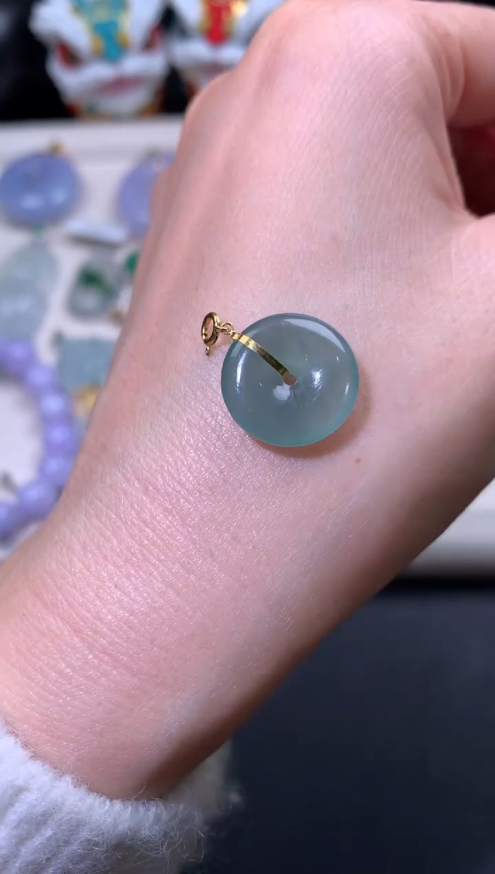 吊坠(不含链)18K金镶嵌翡翠翡翠