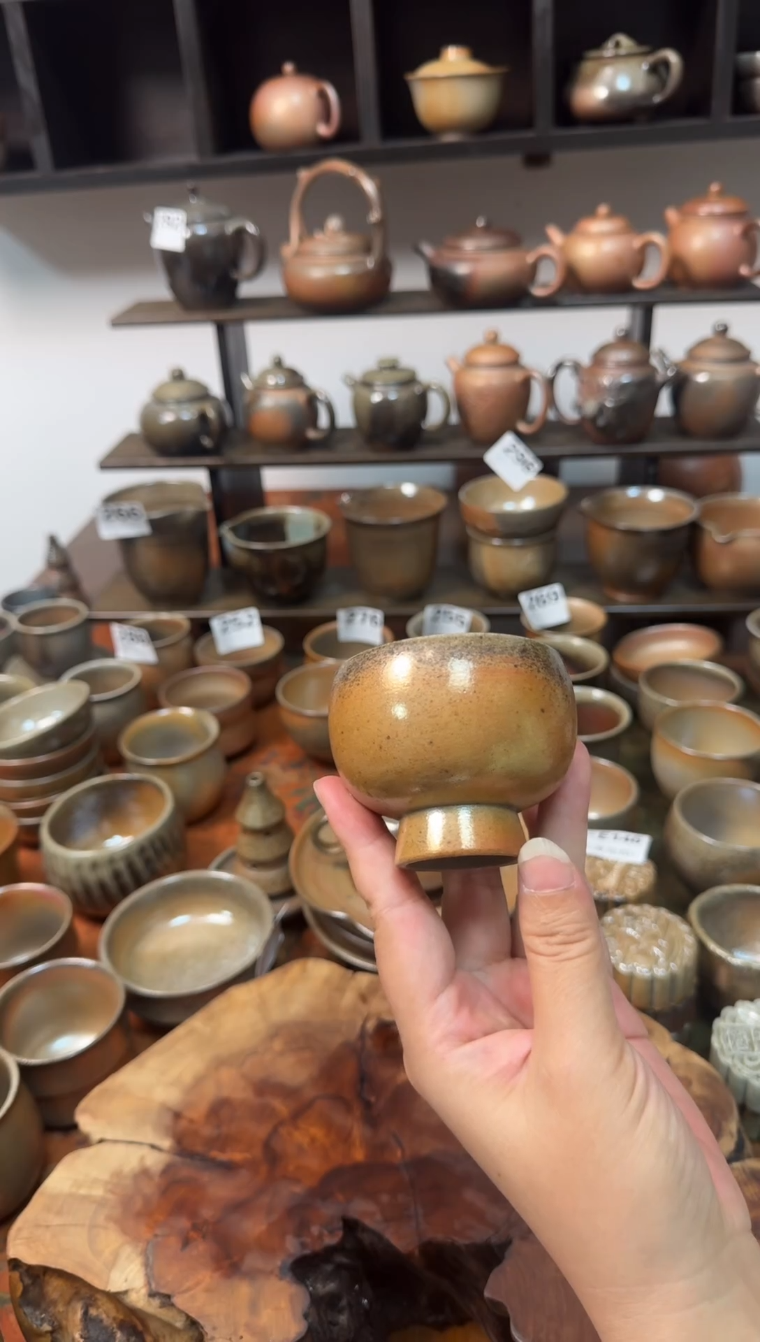 坭兴陶柴烧金色小茶杯