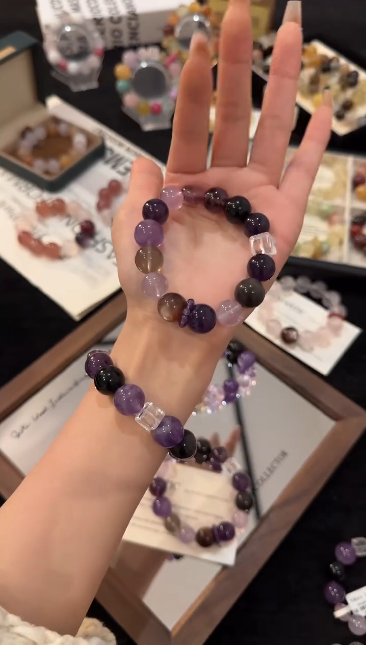 未镶嵌手链水晶紫水晶多宝x3074