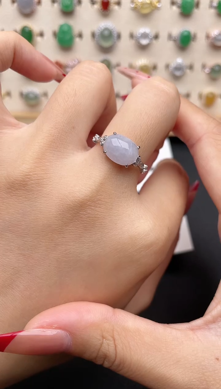 【闪购商品】翡翠戒指银S925镶嵌一物一证一礼盒