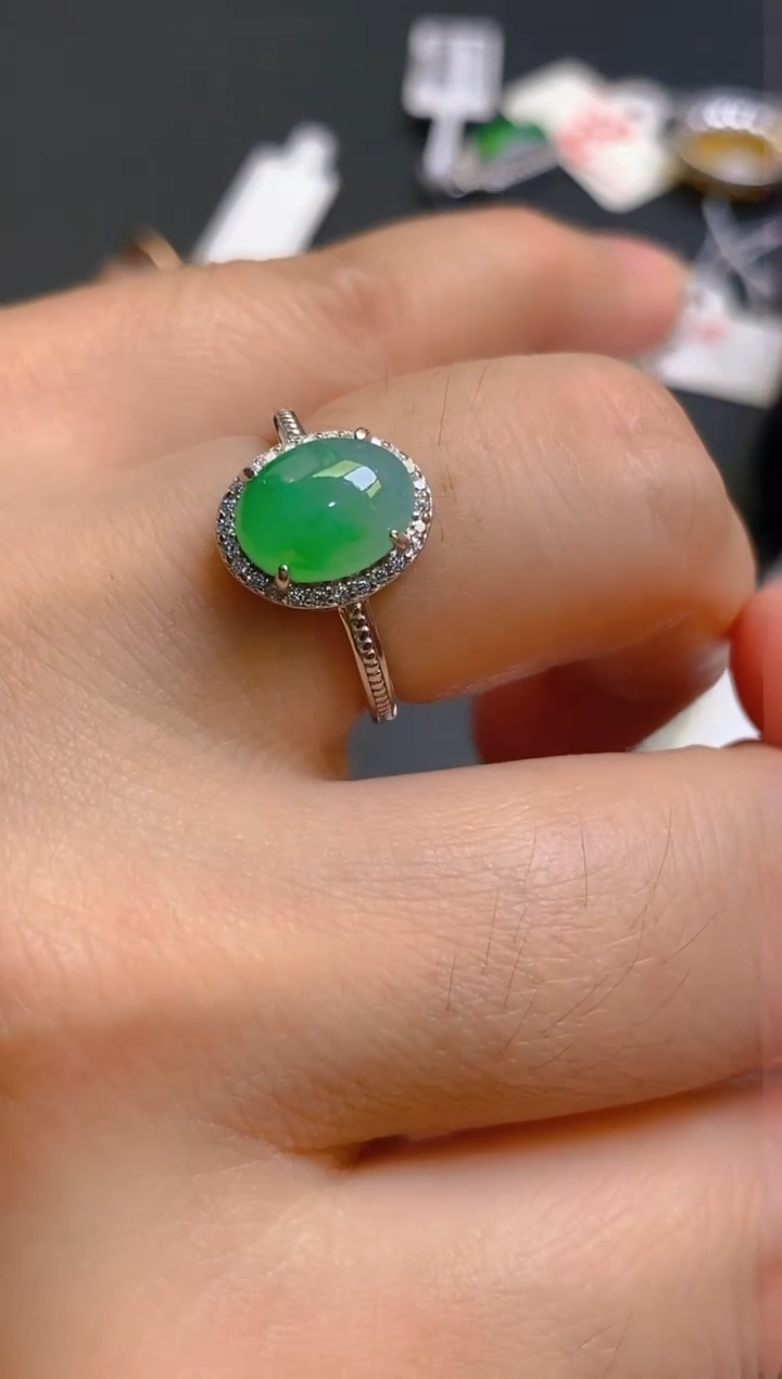 【闪购商品】翡翠耳饰银S925镶嵌天然A货翡翠1