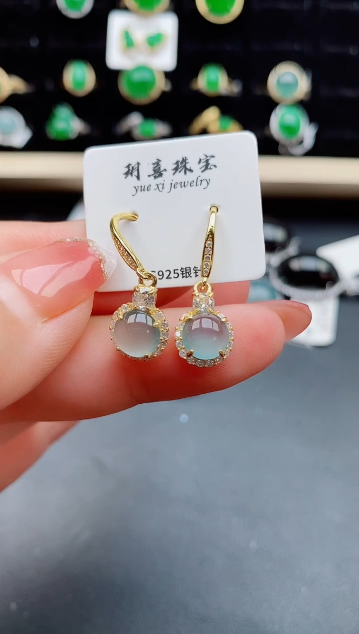 【闪购商品】翡翠耳饰银S925镶嵌121212
