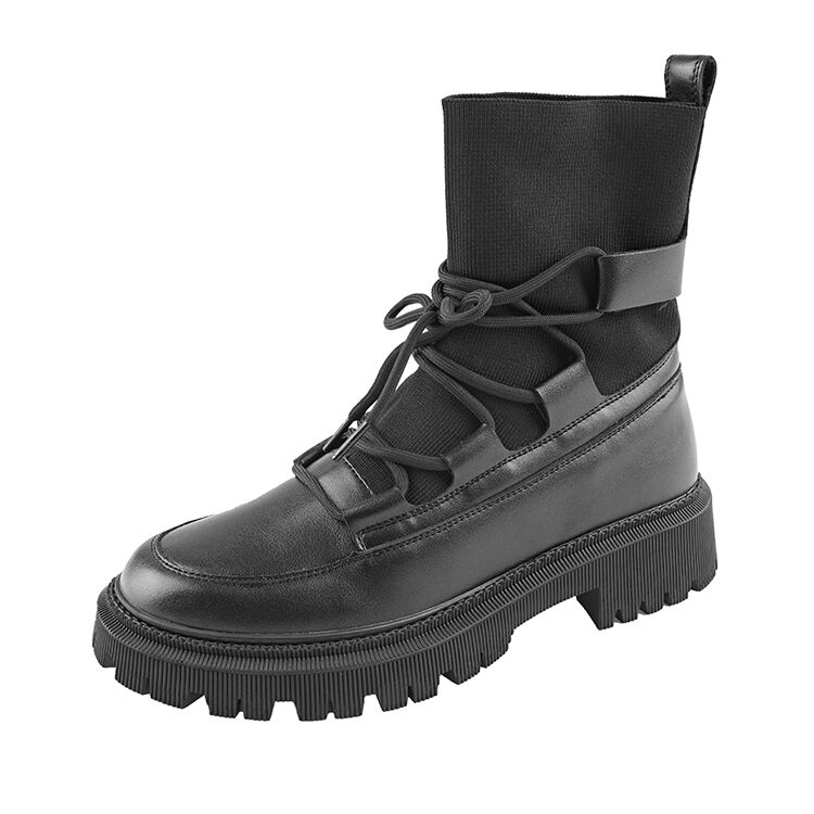 圣迪奥时尚绑带拼接弹力袜靴短靴S22483935