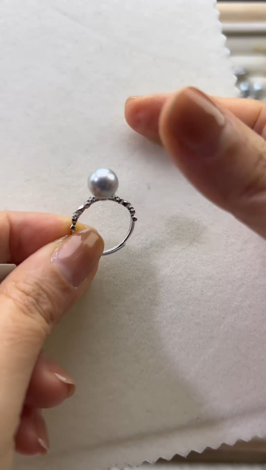 银S925镶嵌戒指海水珍珠8.5mm正圆海水真多麻蝴蝶戒指