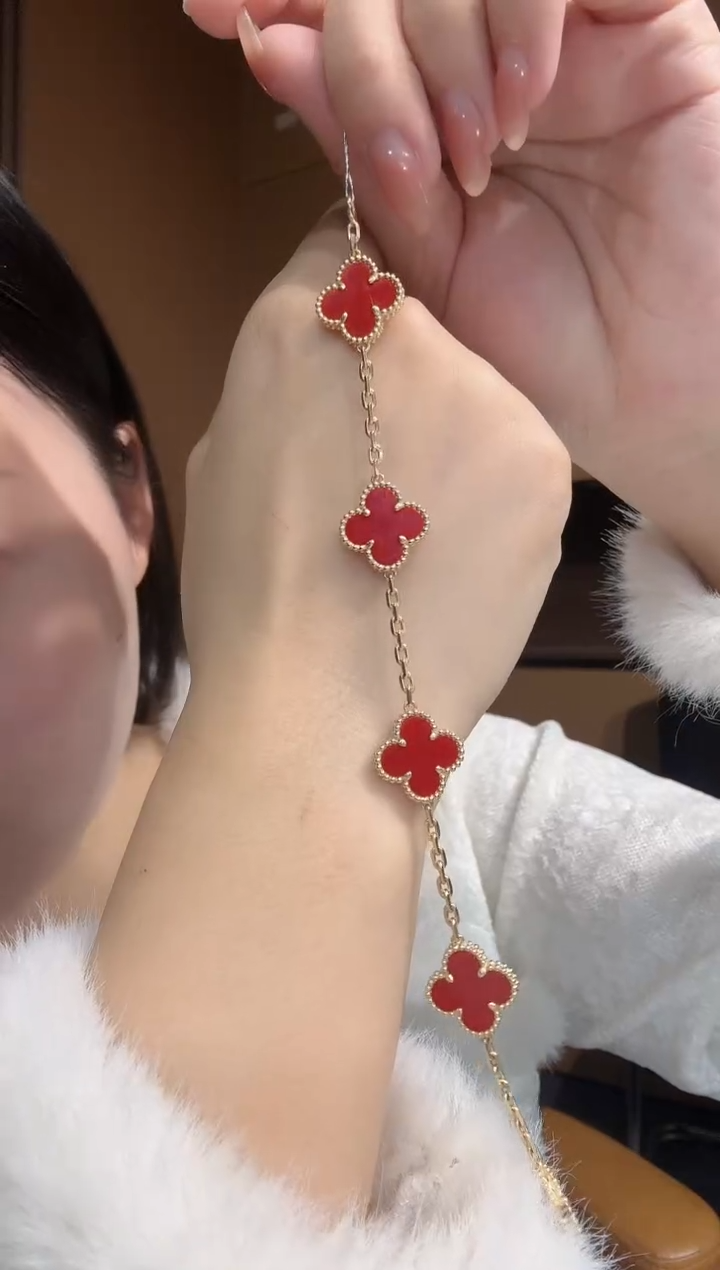 【闪购商品】玛瑙/玉髓手链18K金镶嵌红色k黄，五花手链GHJ
