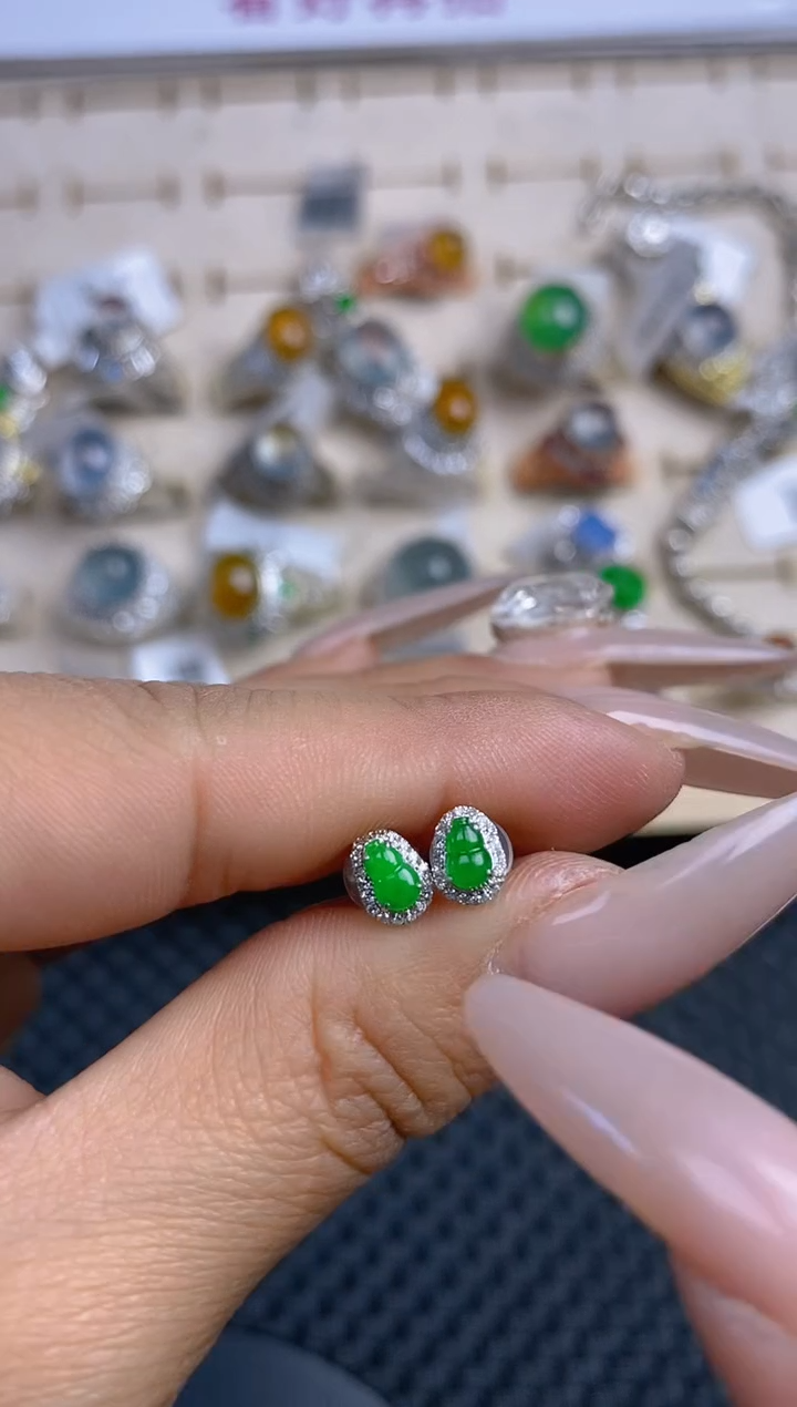 【闪购商品】定制翡翠18K金镶嵌天然翡翠蛋面148
