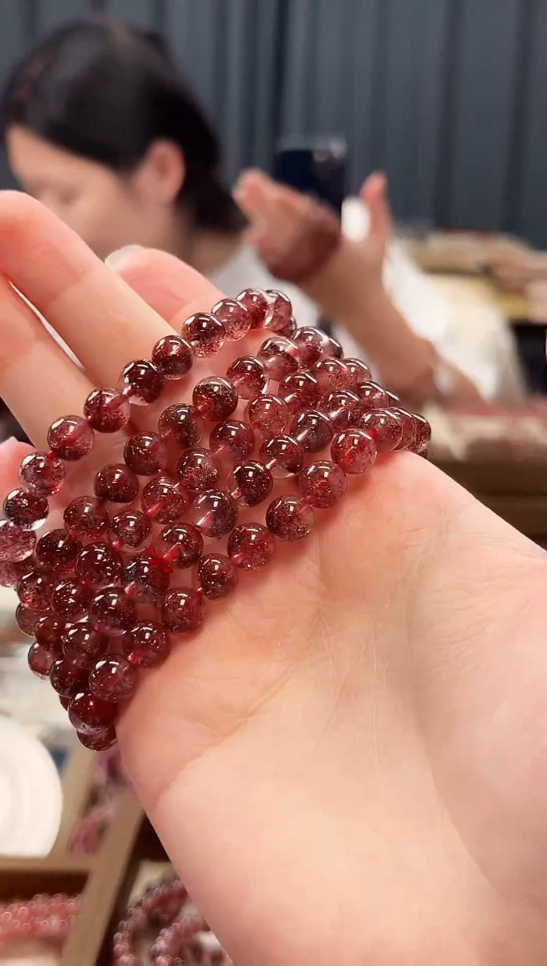 未镶嵌手串水晶金草莓超七单圈手串7mm【多样性发一】