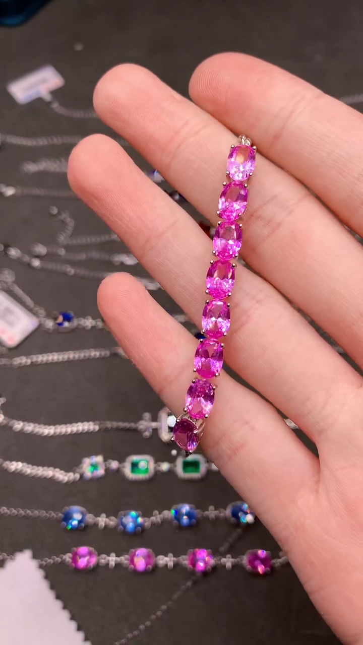 【闪购商品】彩色蓝宝石手链银S925镶嵌.......