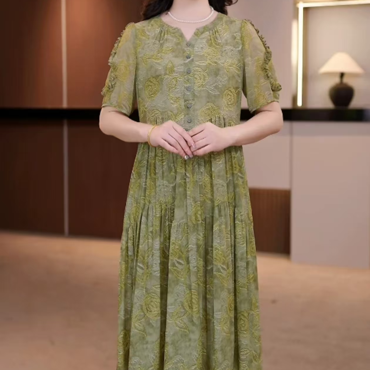 1047叶金裙妈妈装高妈妈装洋气显瘦气质女装连衣裙