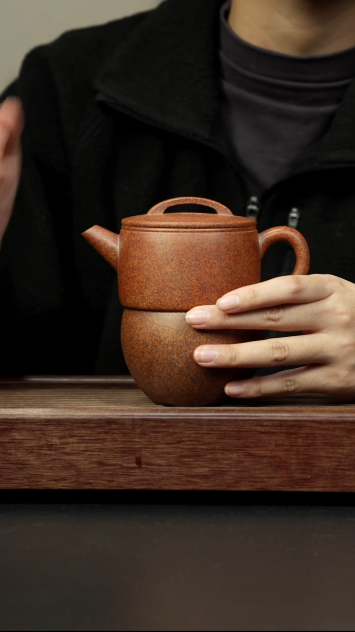 紫砂茶壶高温烧 汉瓦一壶一杯