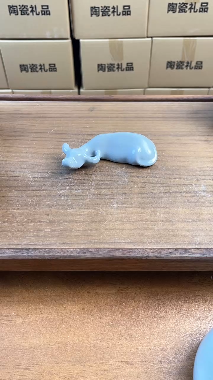 【闪购商品】瓷片福缘堂茶具甄选-汝窑牛摆件