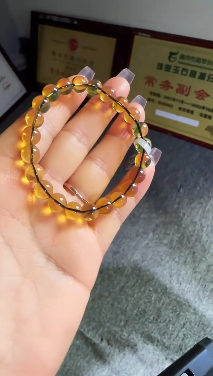手串琥珀未镶嵌#21缅甸琥珀蓝珀手串8mm