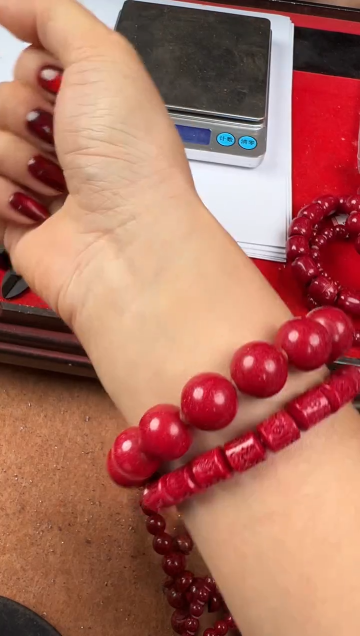 天然辰砂放****414mm红晶砂单珠