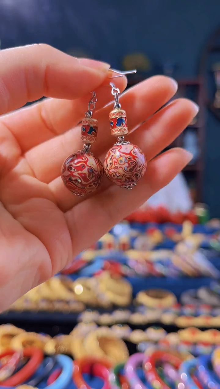 【闪购商品】非遗绝技 犀皮漆耳环 红金