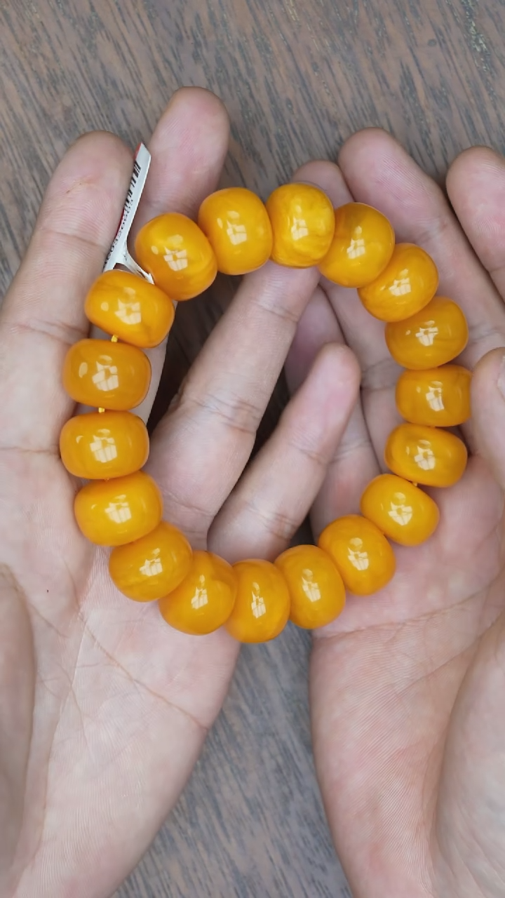 【闪购商品】琥珀裸石未镶嵌老蜡墩子手串/多样性发其一