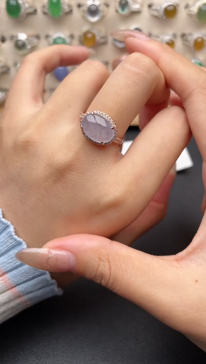 【闪购商品】翡翠戒指银S925镶嵌一物一证一礼盒