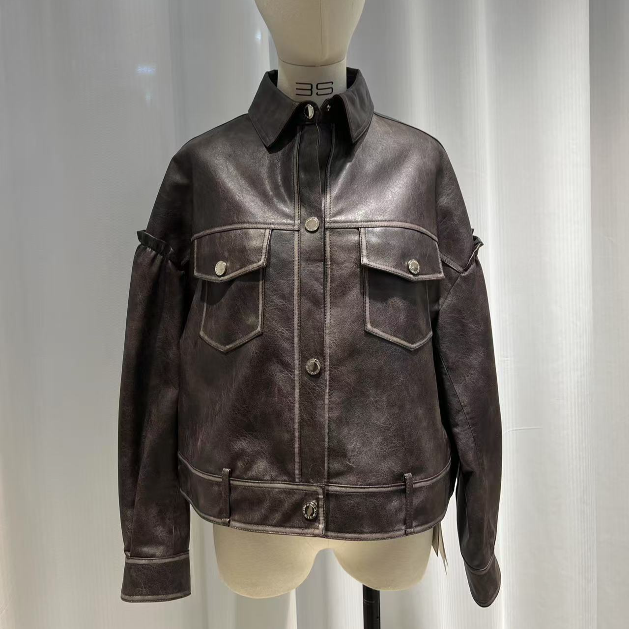 【雪儿专属】新疆包邮-8819-1#女款时尚休闲百搭皮衣