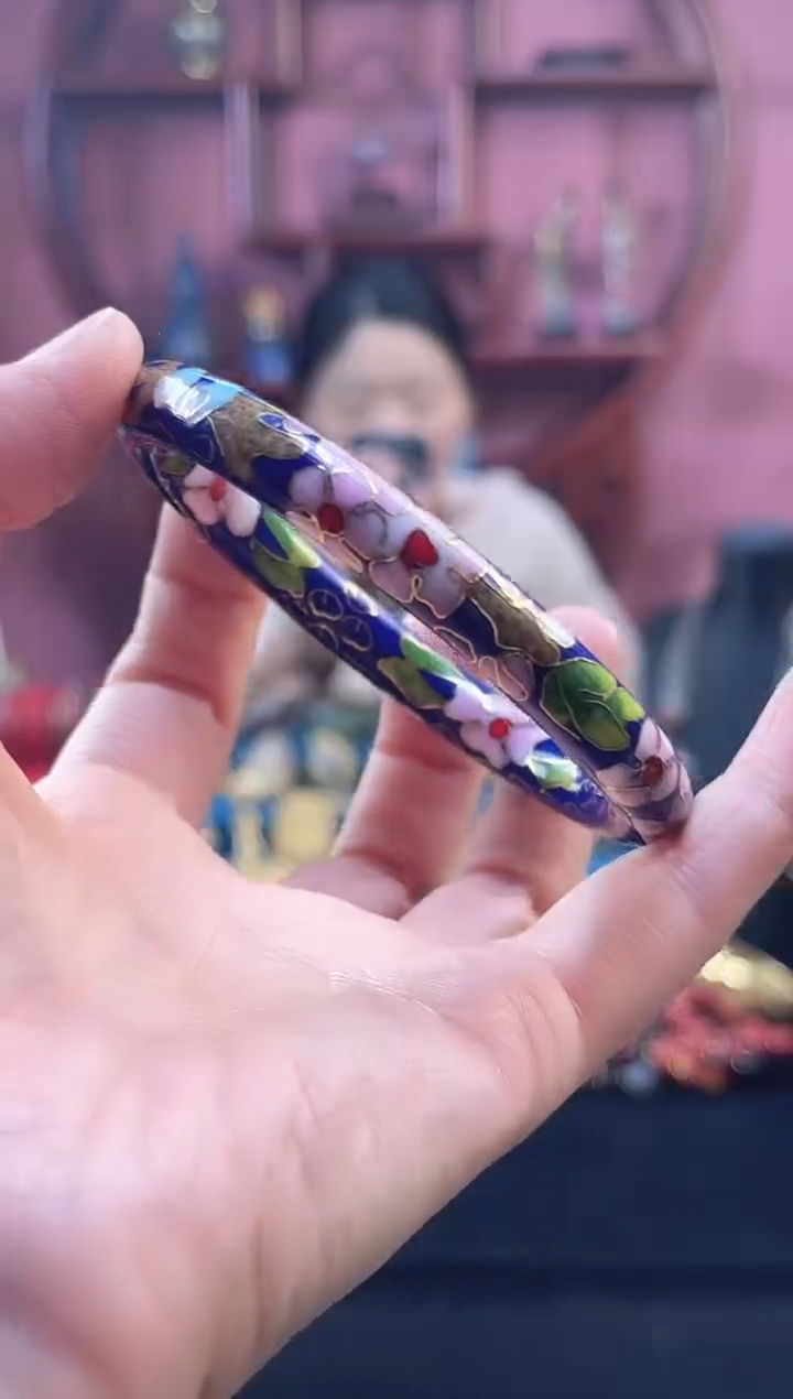 非遗 景泰蓝 公主镯 细 60  宝蓝
