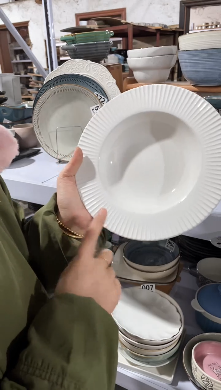 【闪购商品】碗微瑕（2件套）竖纹草帽盘