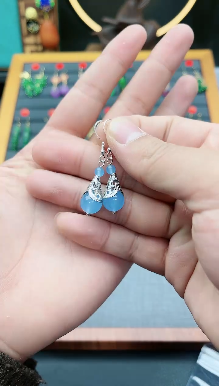 【闪购商品】玛瑙/玉髓耳钉银S925镶嵌420000