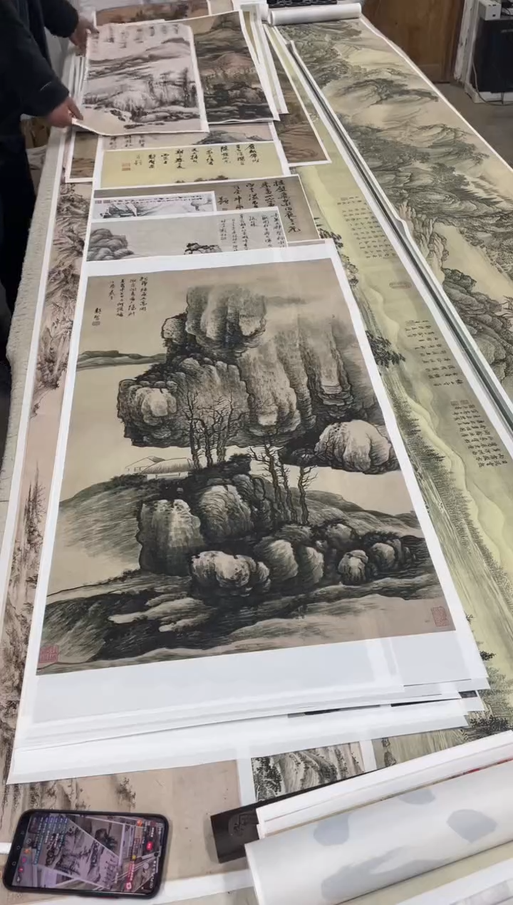 龚贤  高岗茅屋 微喷复刻