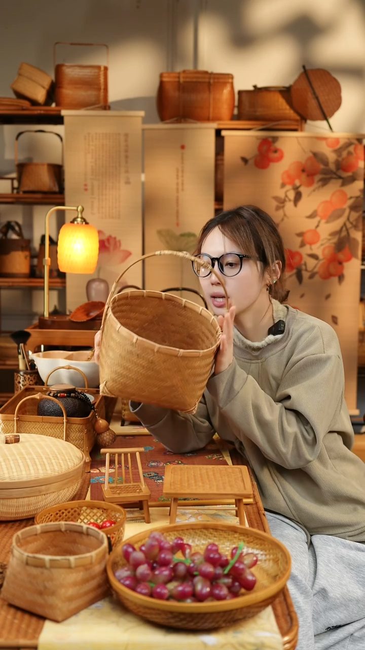 手工竹编提篮果篮