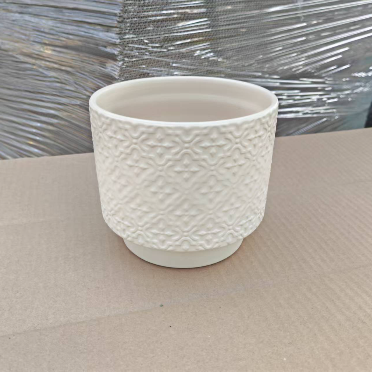 蝴蝶兰陶瓷盆加厚塑料竖条纹大口径透气花盆适合绿植盆栽家用