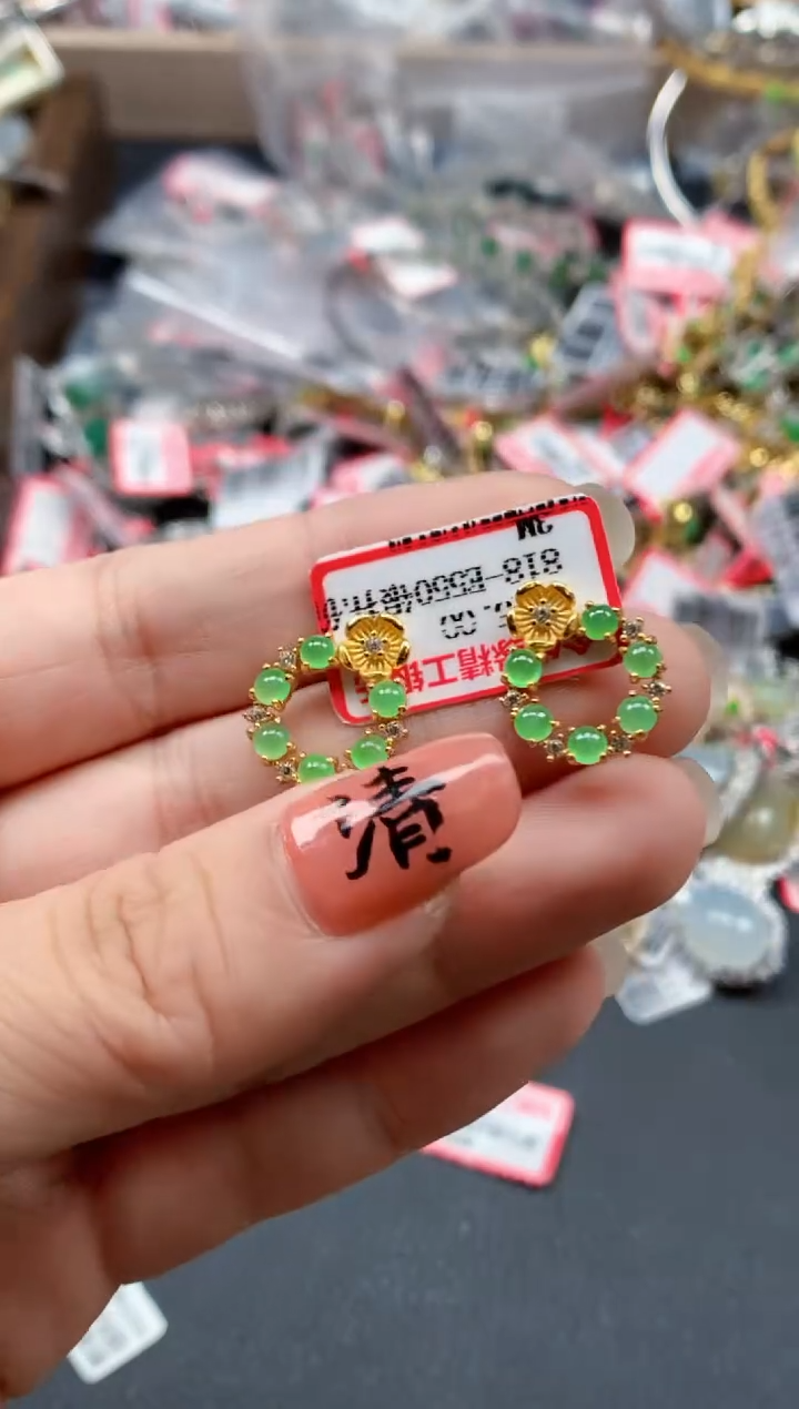 银S925镶嵌戒指翡翠天然A货缅甸翡翠