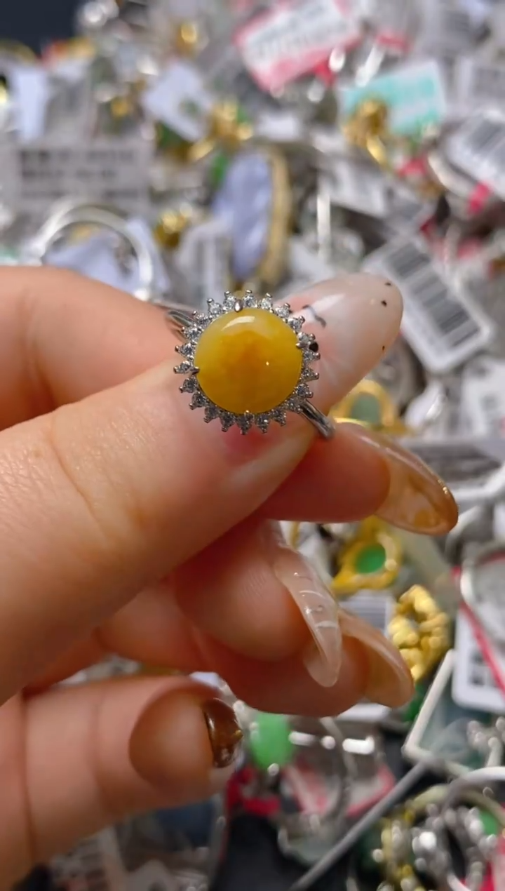 银S925镶嵌戒指翡翠百内无证书