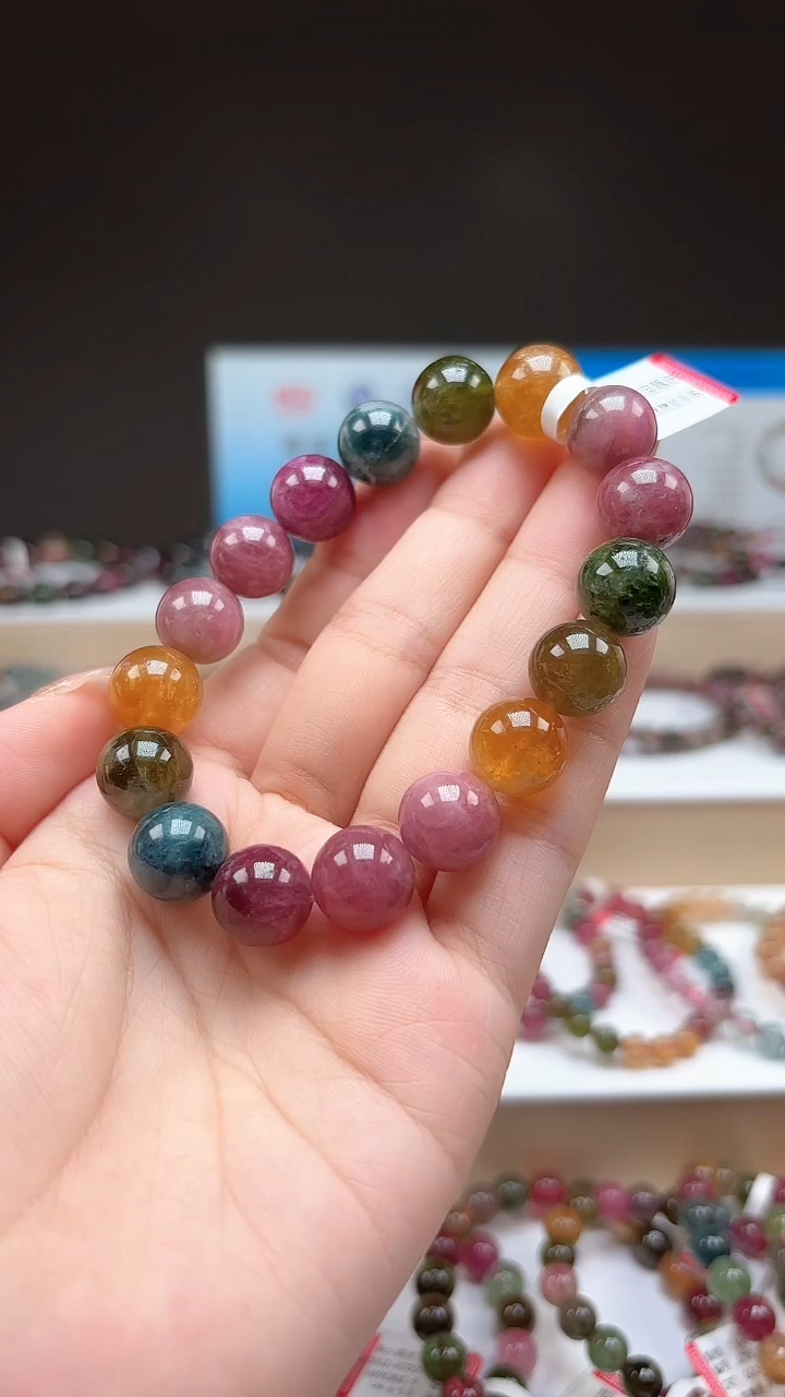 【闪购商品】碧玺手串未镶嵌11.8mm明亮色高阶油画体单圈手串