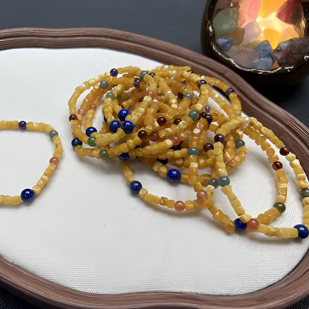 A40  鸡油黄蜜蜡手串正品天然随型小方糖手链【多样性发一】