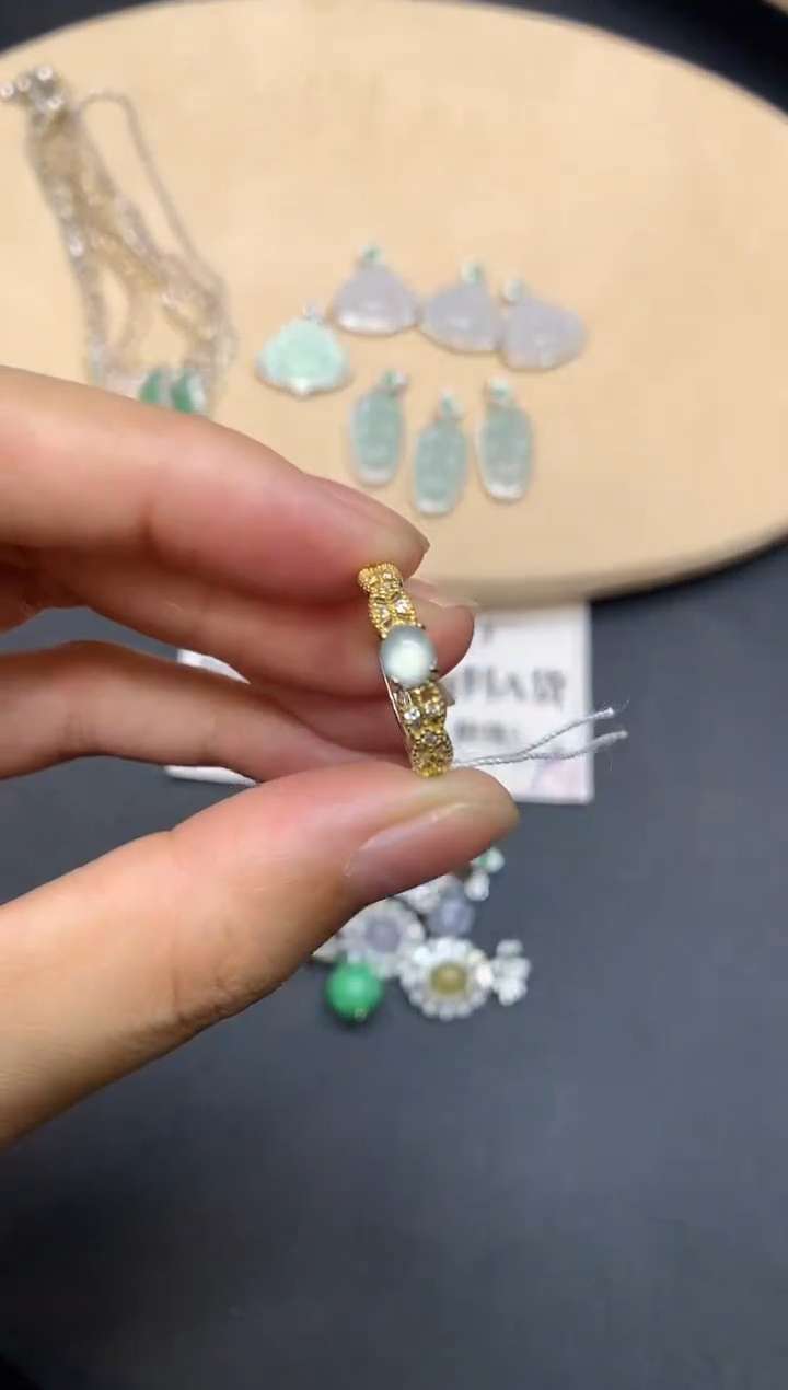 【闪购商品】翡翠戒指银S925镶嵌蛋面【多样性发其一】