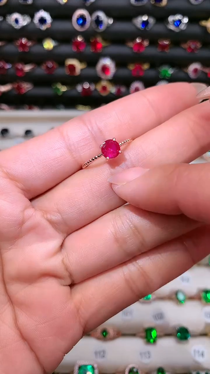 【闪购商品】红宝石戒指银S925镶嵌6玫瑰金