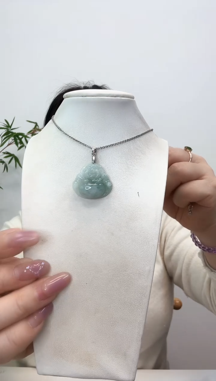 【闪购商品】翡翠颈饰银S925镶嵌佛公赠合金链