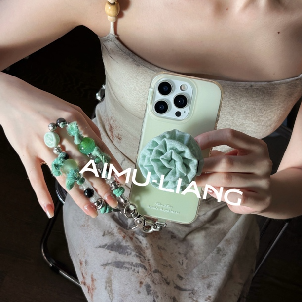 AIMU原创竹茶渐变适用苹果iPhone16promax手机壳粘贴支架花151413