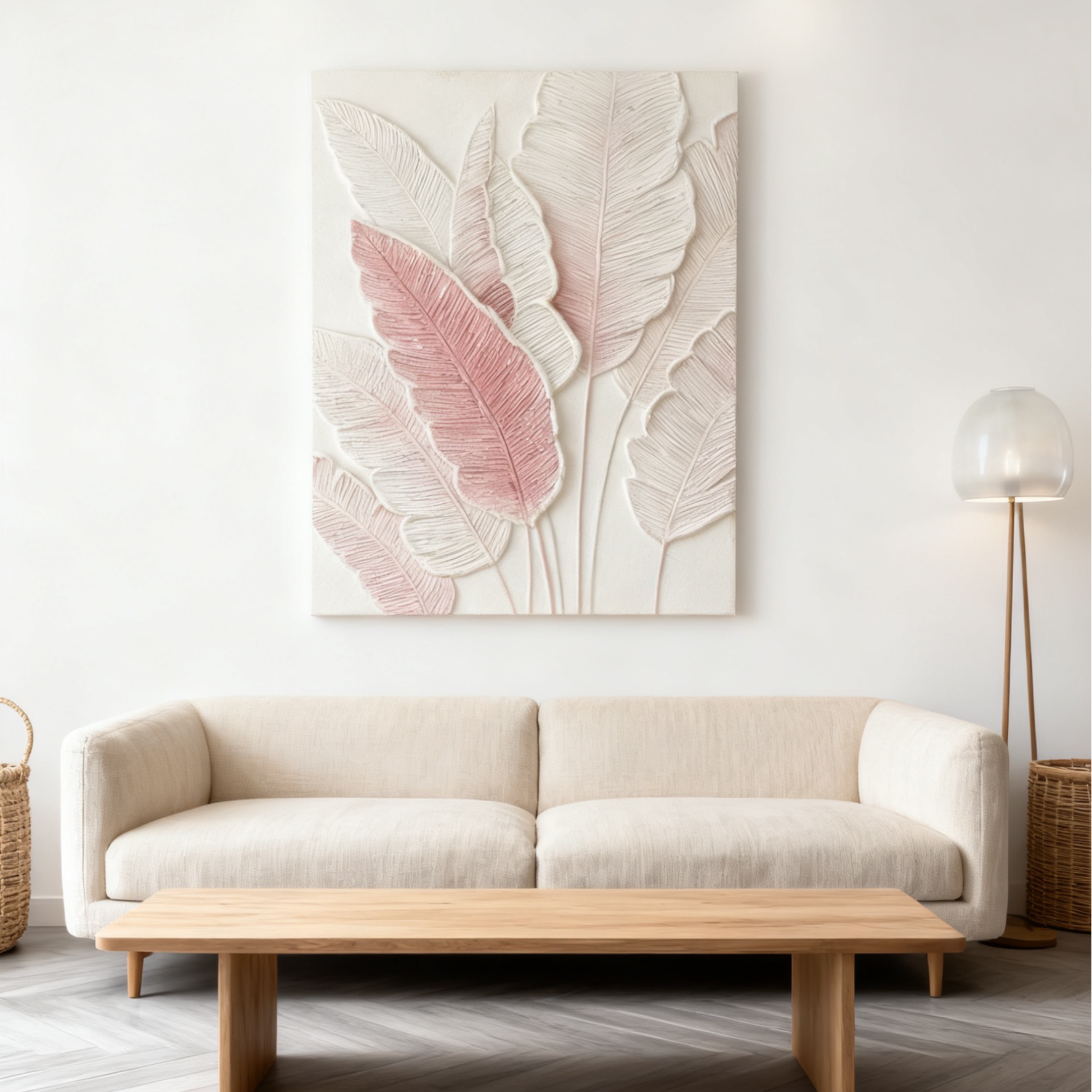 丙烯画/简约风客厅背景墙玄关挂画/芭蕉叶/画芯60x80cm