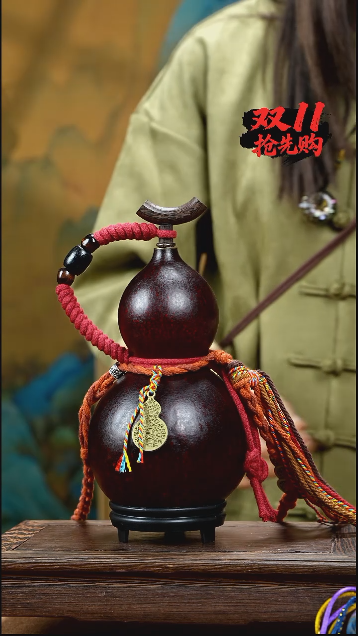 YP078精品藏绳款天然酒葫芦（一物一拍）+原色小手捏