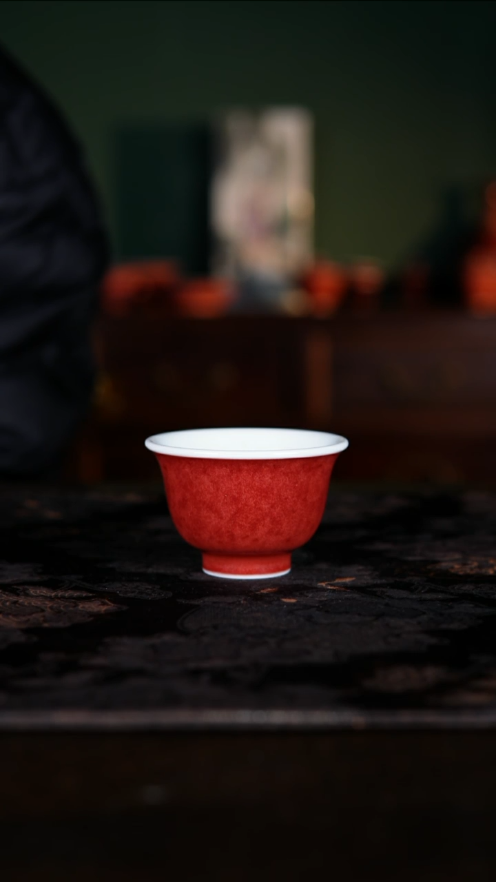 杯子白泥景德镇纯手工陶瓷豇豆红