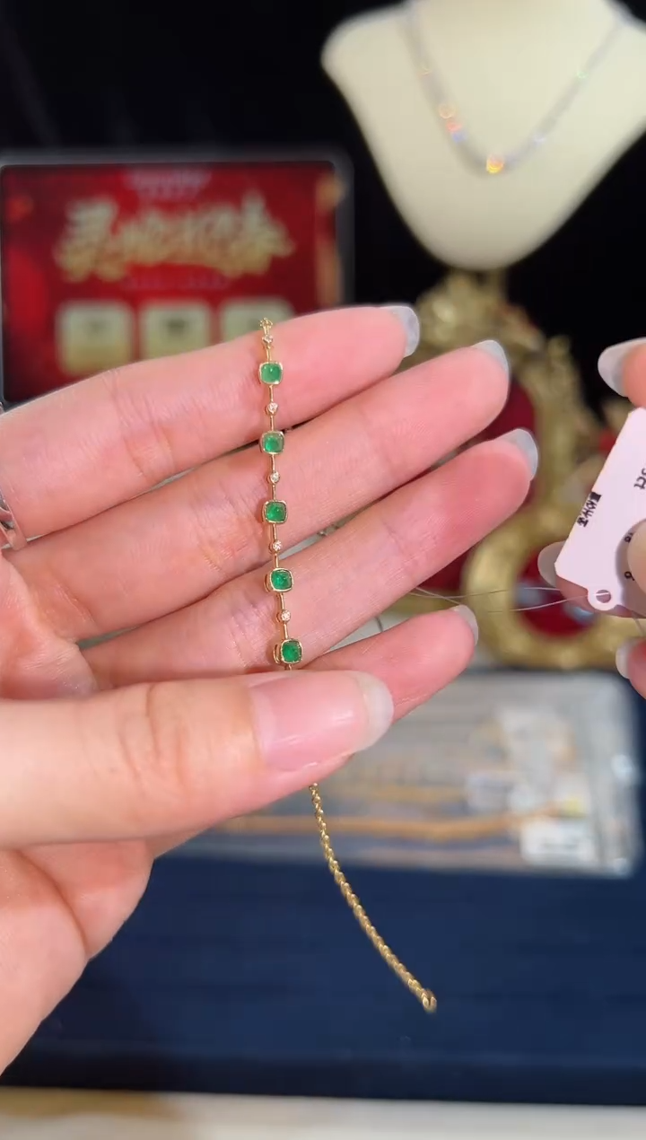 【闪购商品】祖母绿手链18K金镶嵌BB4282#-Y#49