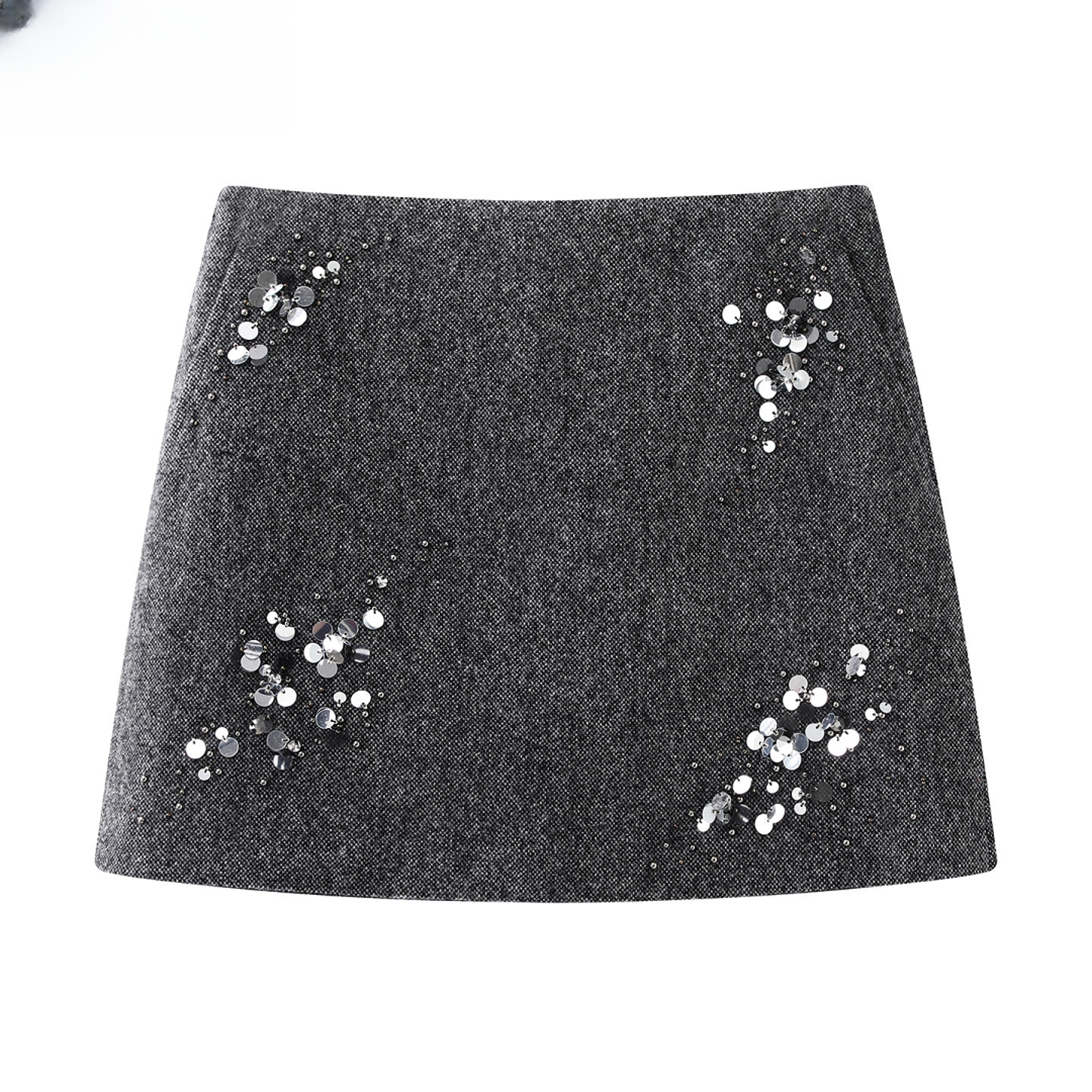 【直播专享】冬季新包臀裙灰色短裙亮片半身裙女4109