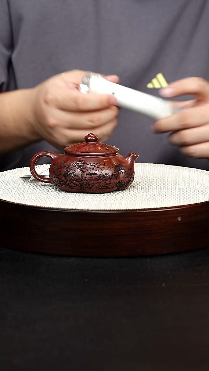 茶壶紫砂筋纹寒江