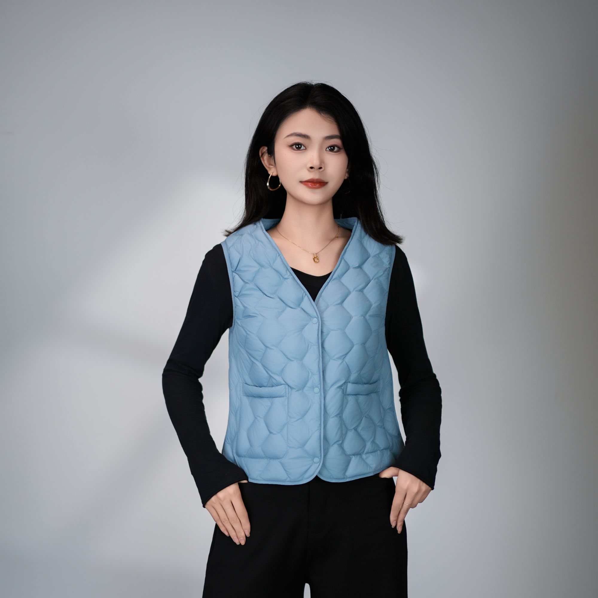 坦博尔好羽绒短款轻薄舒适保暖冬季女士羽绒马甲TD236012【C】