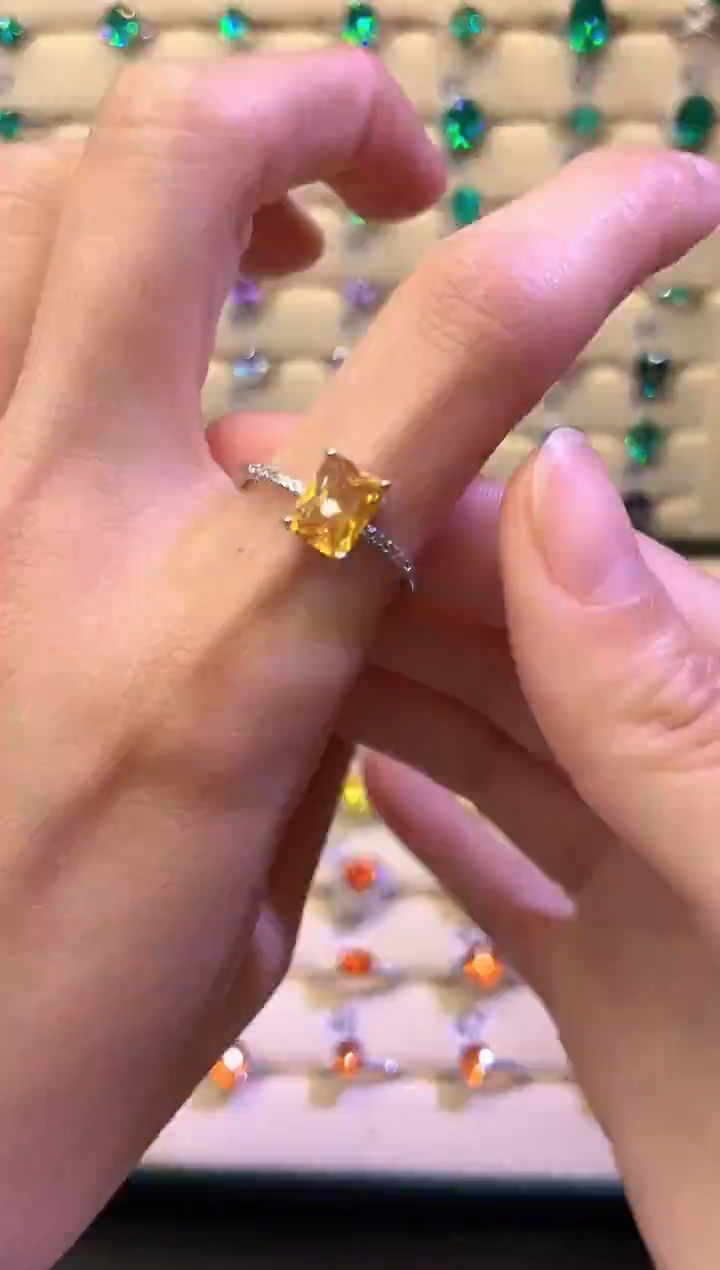 戒指彩色蓝宝石银S925镶嵌0000